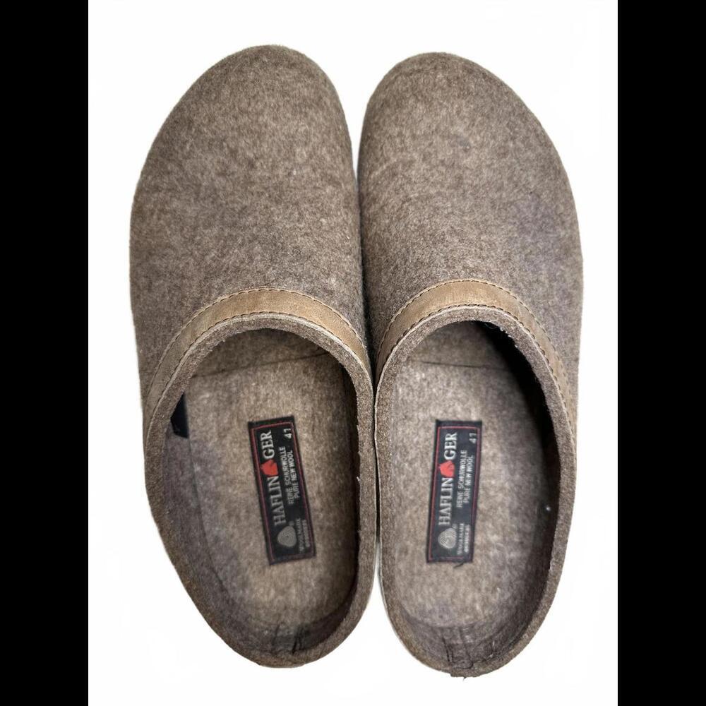 Haflinger Brown Wool Felt Slip-On Clog